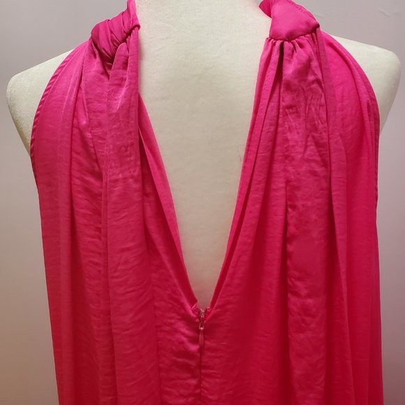 Vince Camuto Tiered Rumple Satin Maxi Dress Plus Size(1X) Halter Neck Sleeveless - Picture 10 of 11